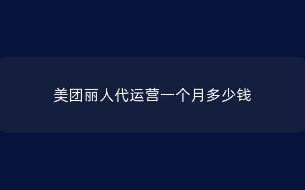 美团丽人代运营一个月多少钱