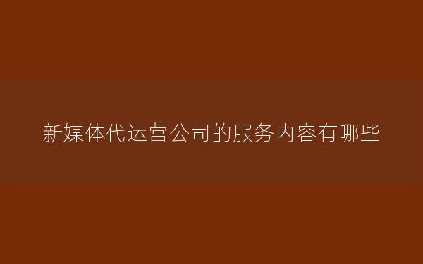 新媒体代运营公司的服务内容有哪些