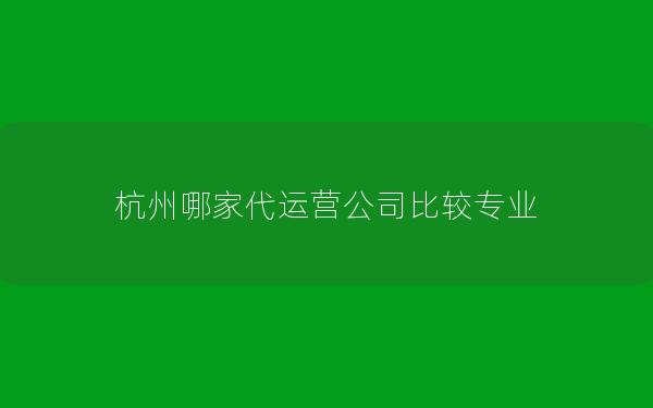 杭州哪家代运营公司比较专业