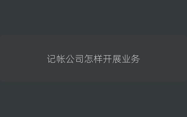 记帐公司怎样开展业务