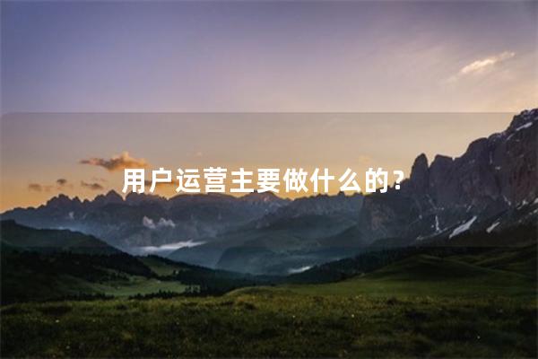 用户运营主要做什么的？